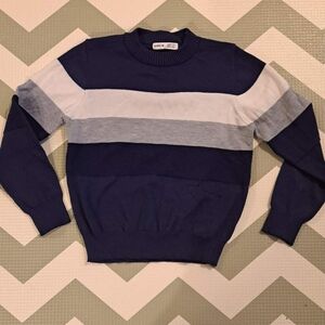 SHEIN Navy, Light Gray & White Striped Crewneck Sweater